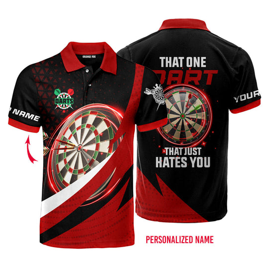 That One That Just Hates You Red Personalized Darts Button Polo
