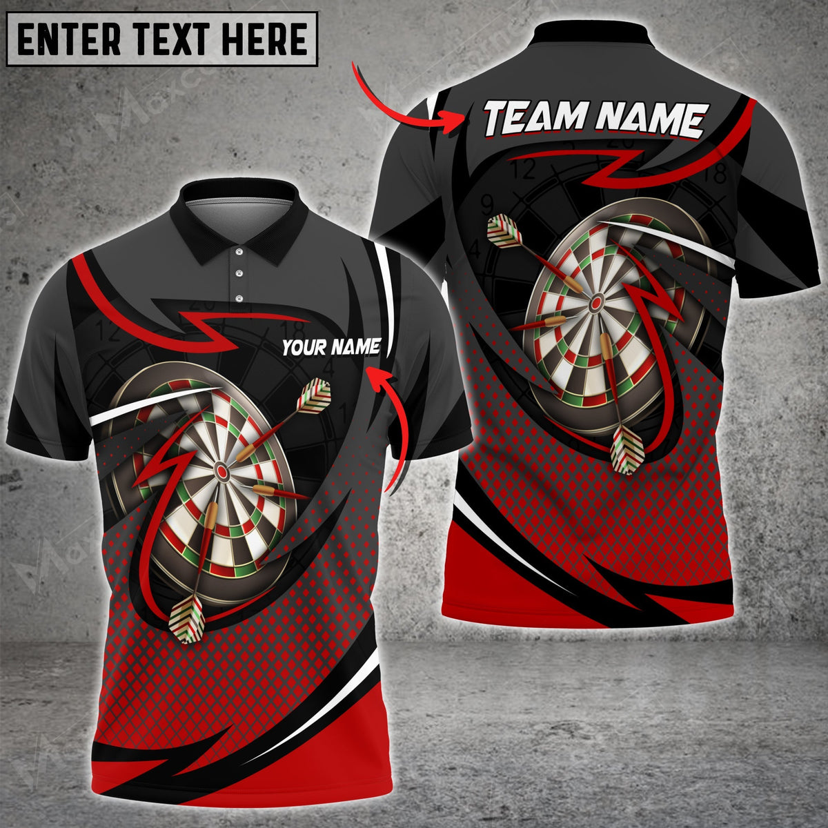 Breath of Thunder Personalized Darts Button Polo — Design 02