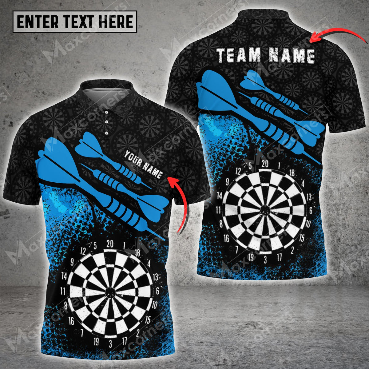 Color Options Personalized Darts Button Polo — Design 03