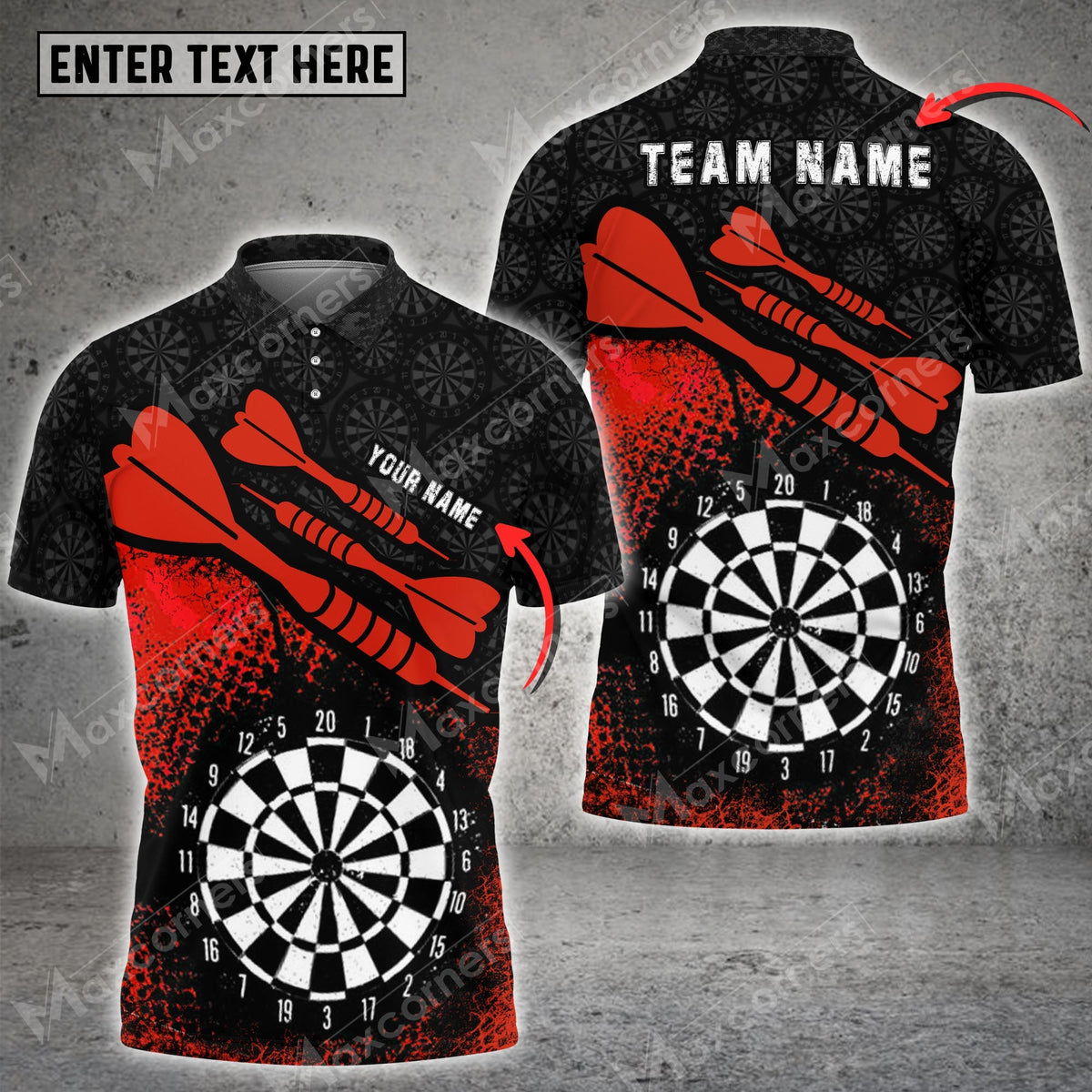 Color Options Personalized Darts Button Polo — Design 03