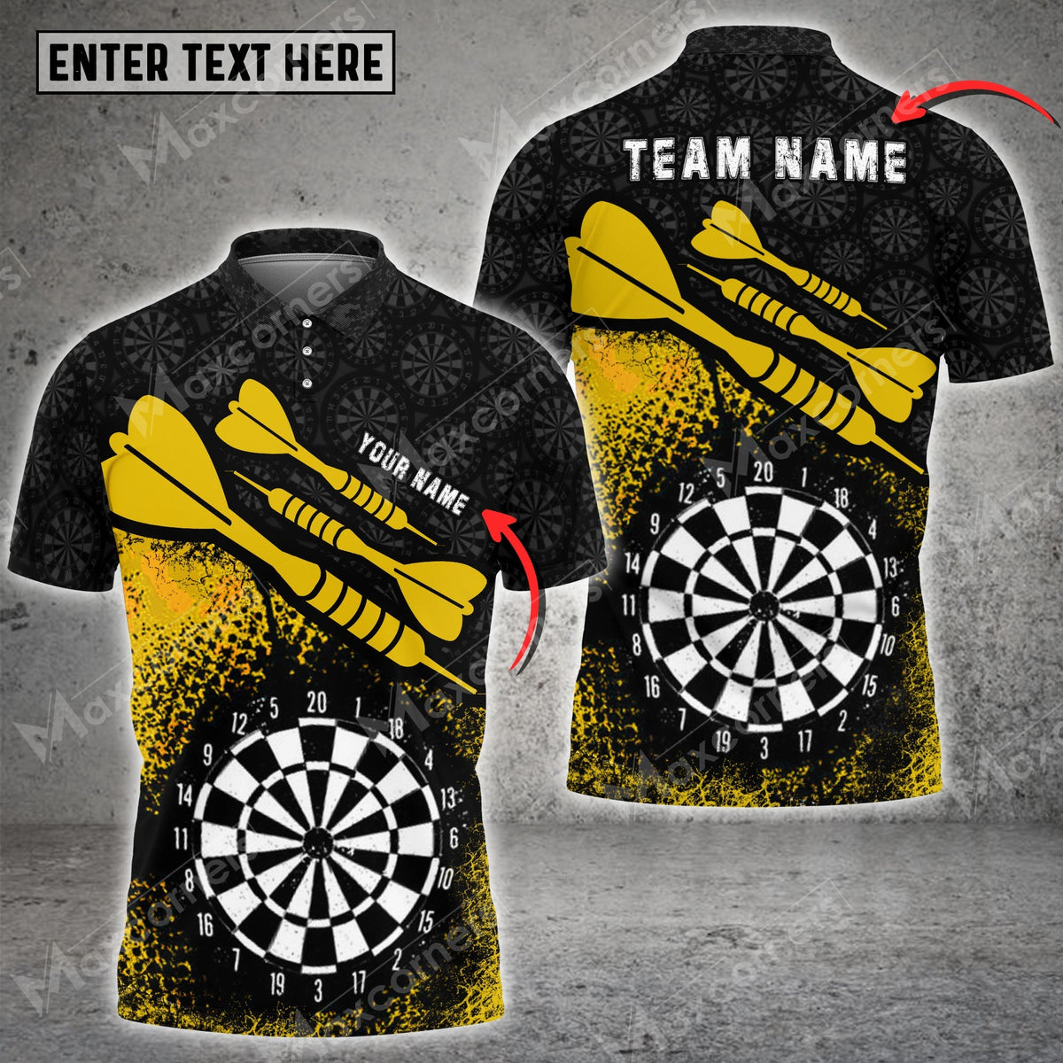Color Options Personalized Darts Button Polo — Design 03