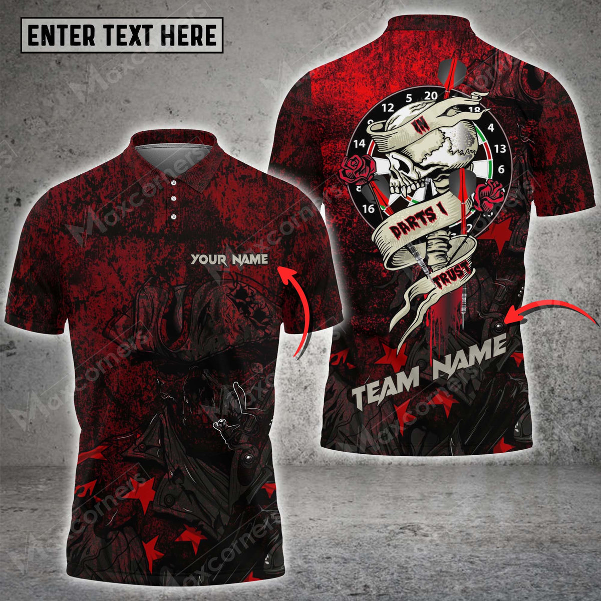 Skull In I Trust Personalized Darts Button Polo