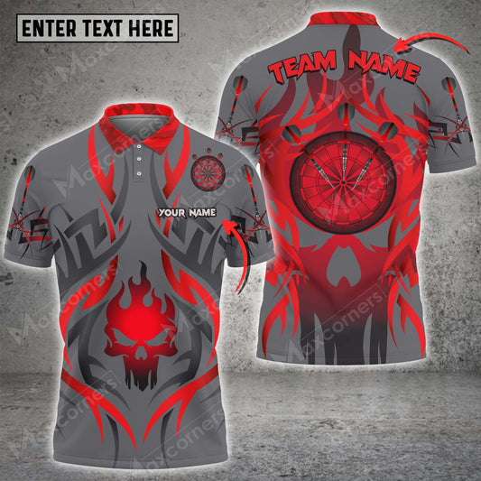 Skull Personalized Darts Button Polo — Design 13
