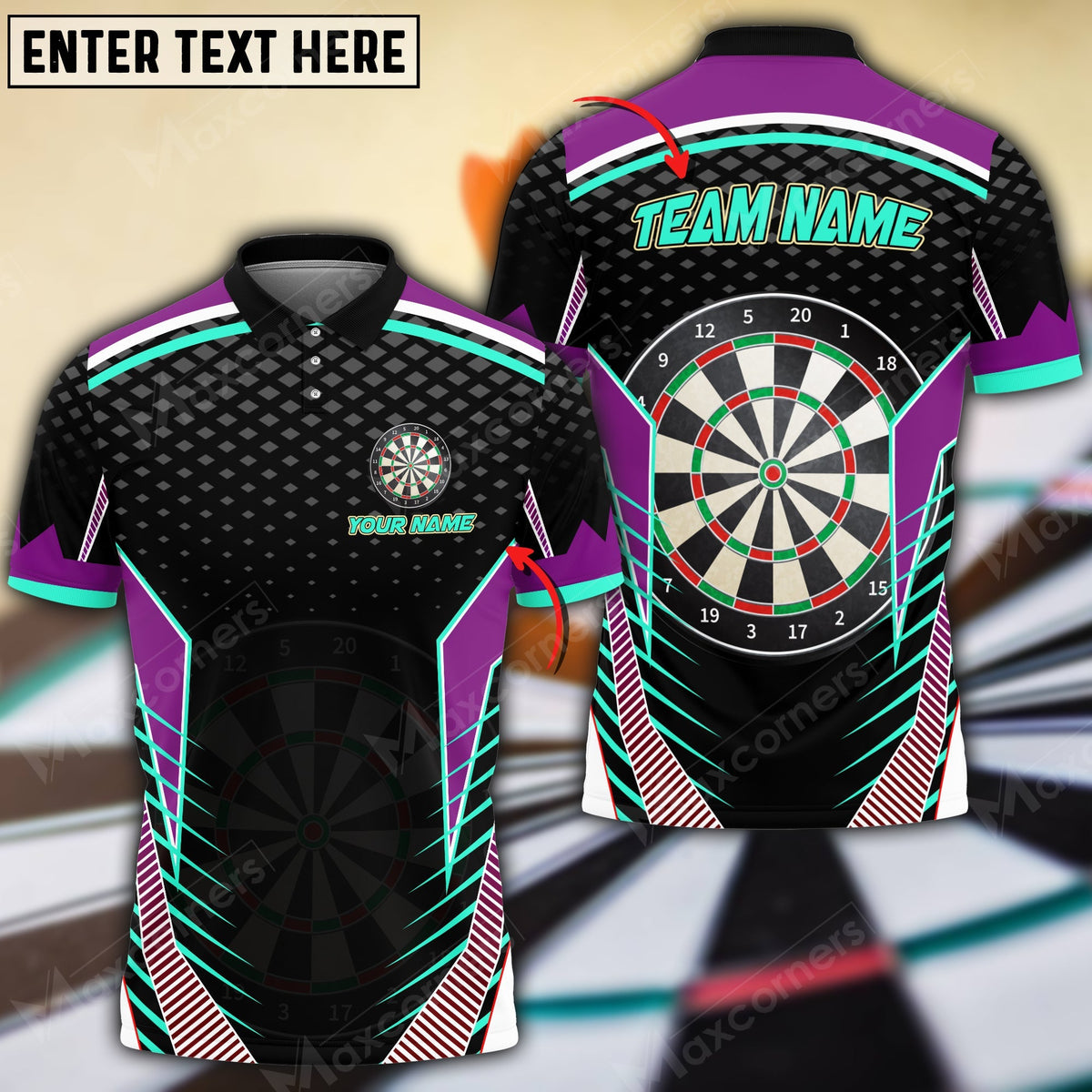 Your Personalized Darts Button Polo — Design 03