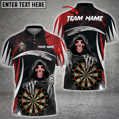 Skull Personalized Darts Button Polo — Design 04
