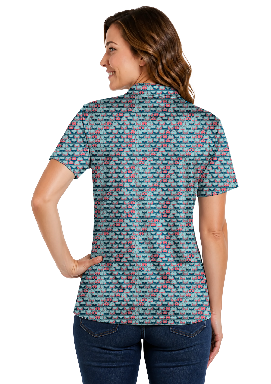 Lowrise Highleg Double Take Golf Polo Shirt 11 – female back