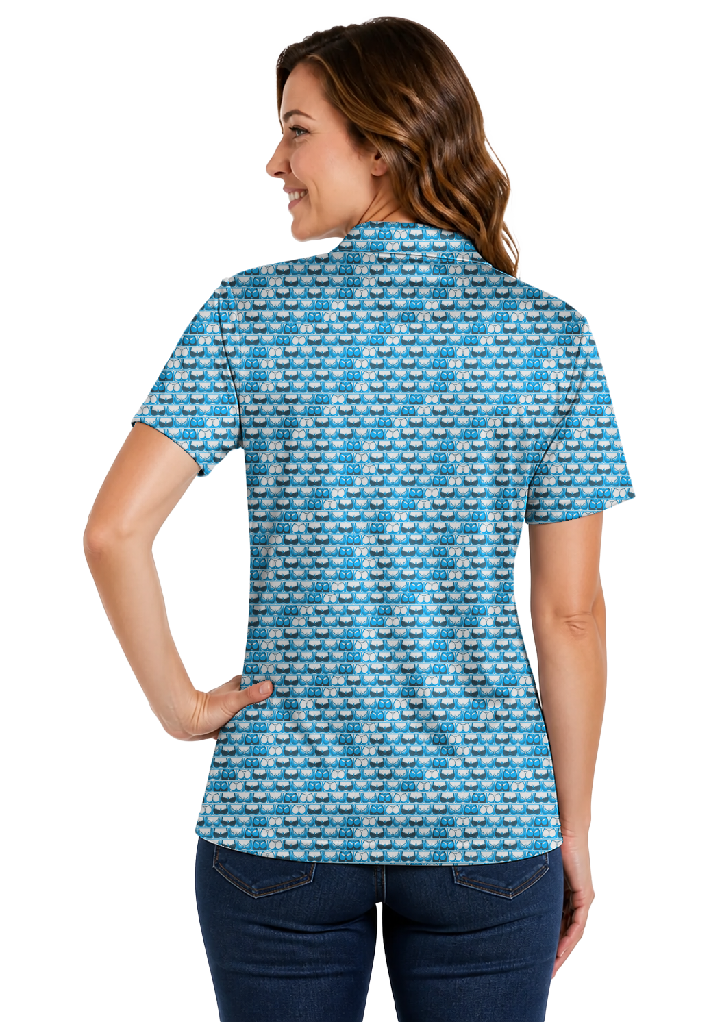 Lowrise Highleg Double Take Golf Polo Shirt 09 – female back