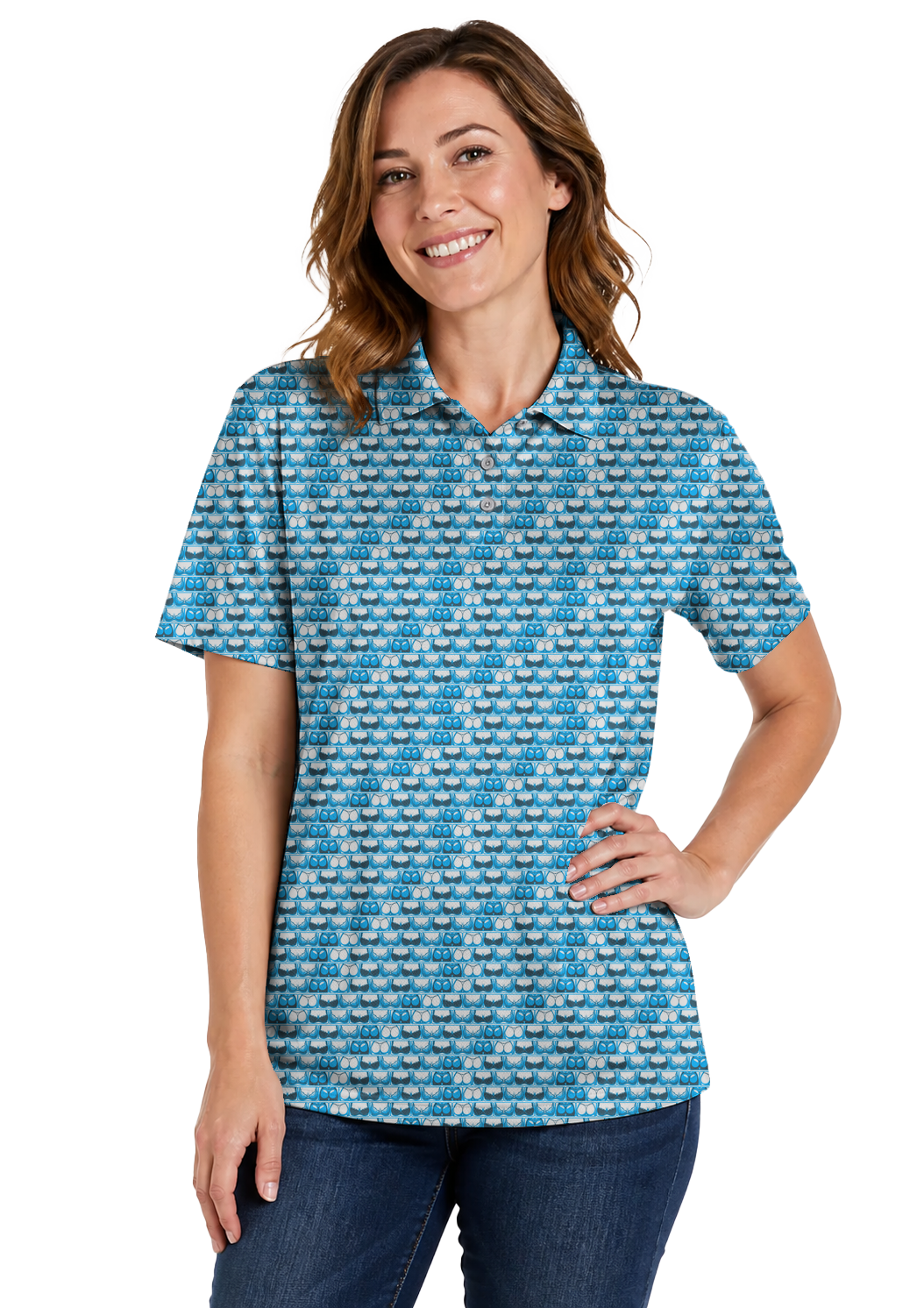 Lowrise Highleg Double Take Golf Polo Shirt 09 – female front