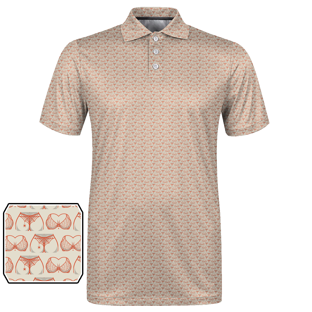 Halloween Web Bone Double Take Golf Polo Shirt 01 – flat front