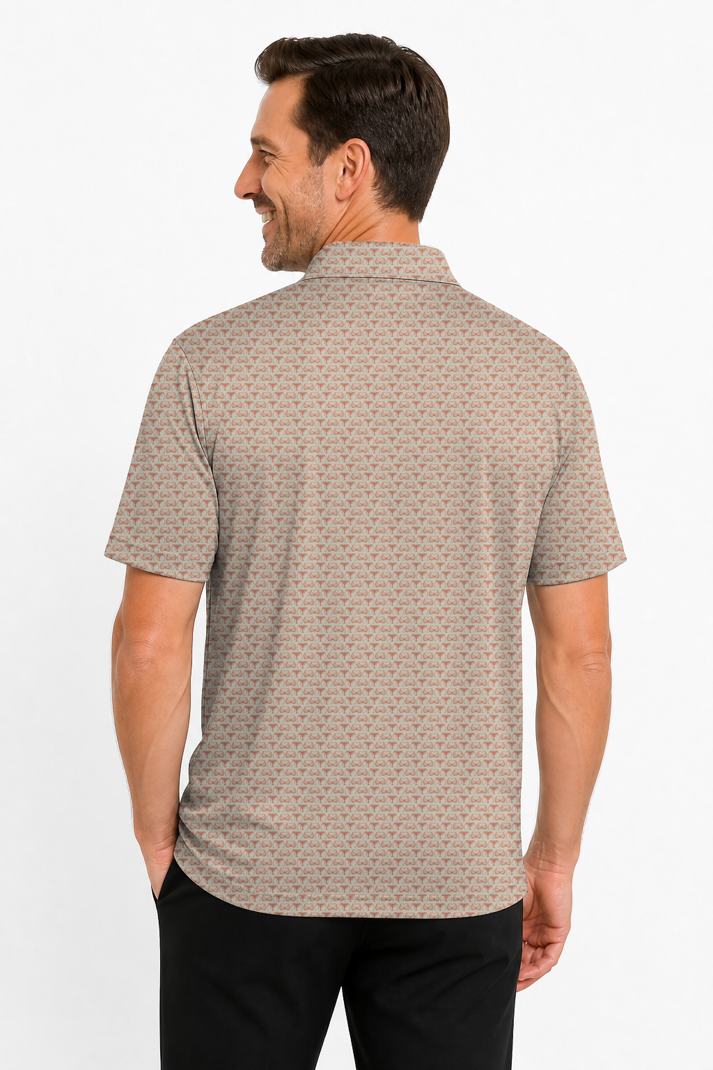 Halloween Web Bone Double Take Golf Polo Shirt 01 – male back