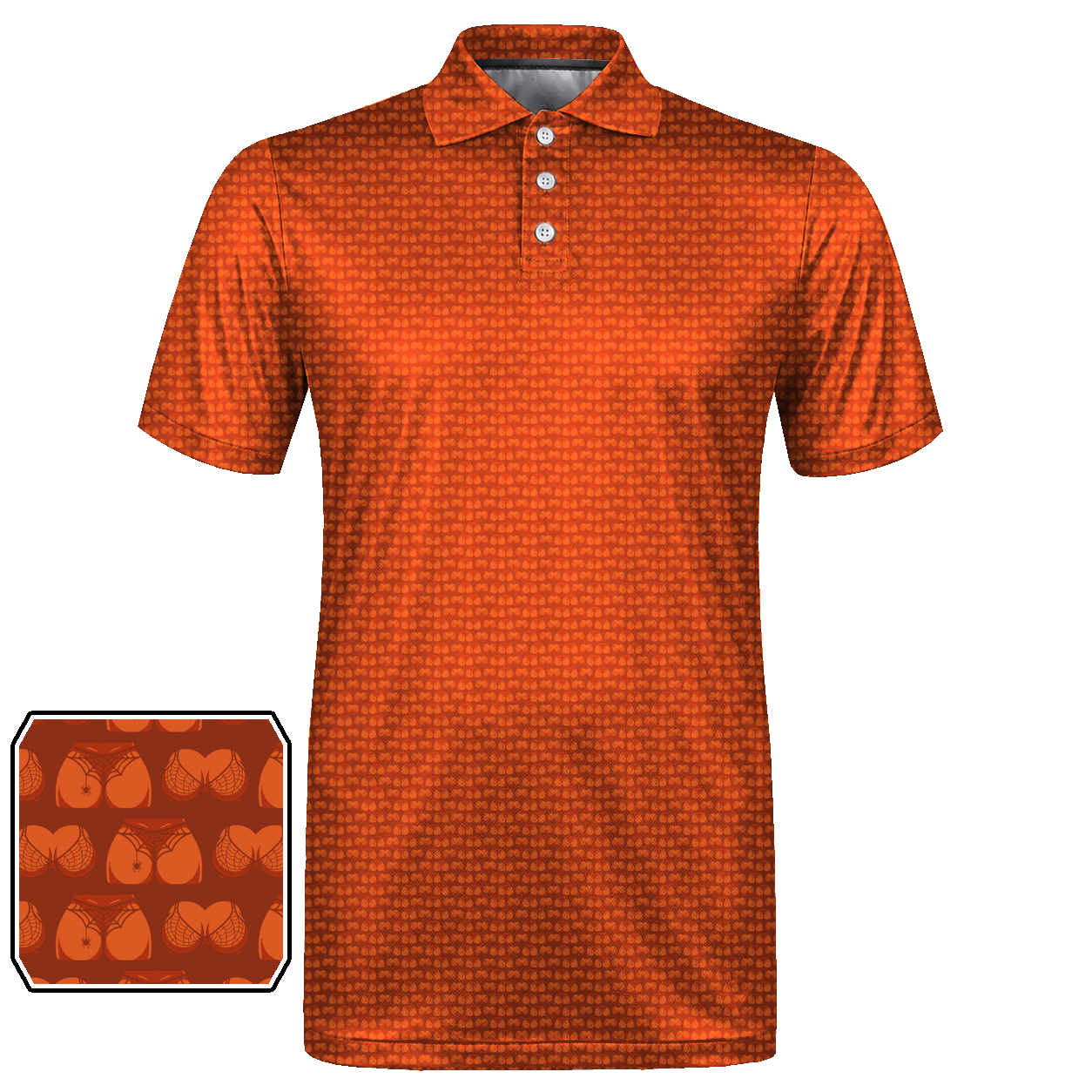 Halloween Web Bone Double Take Golf Polo Shirt 02 – flat front