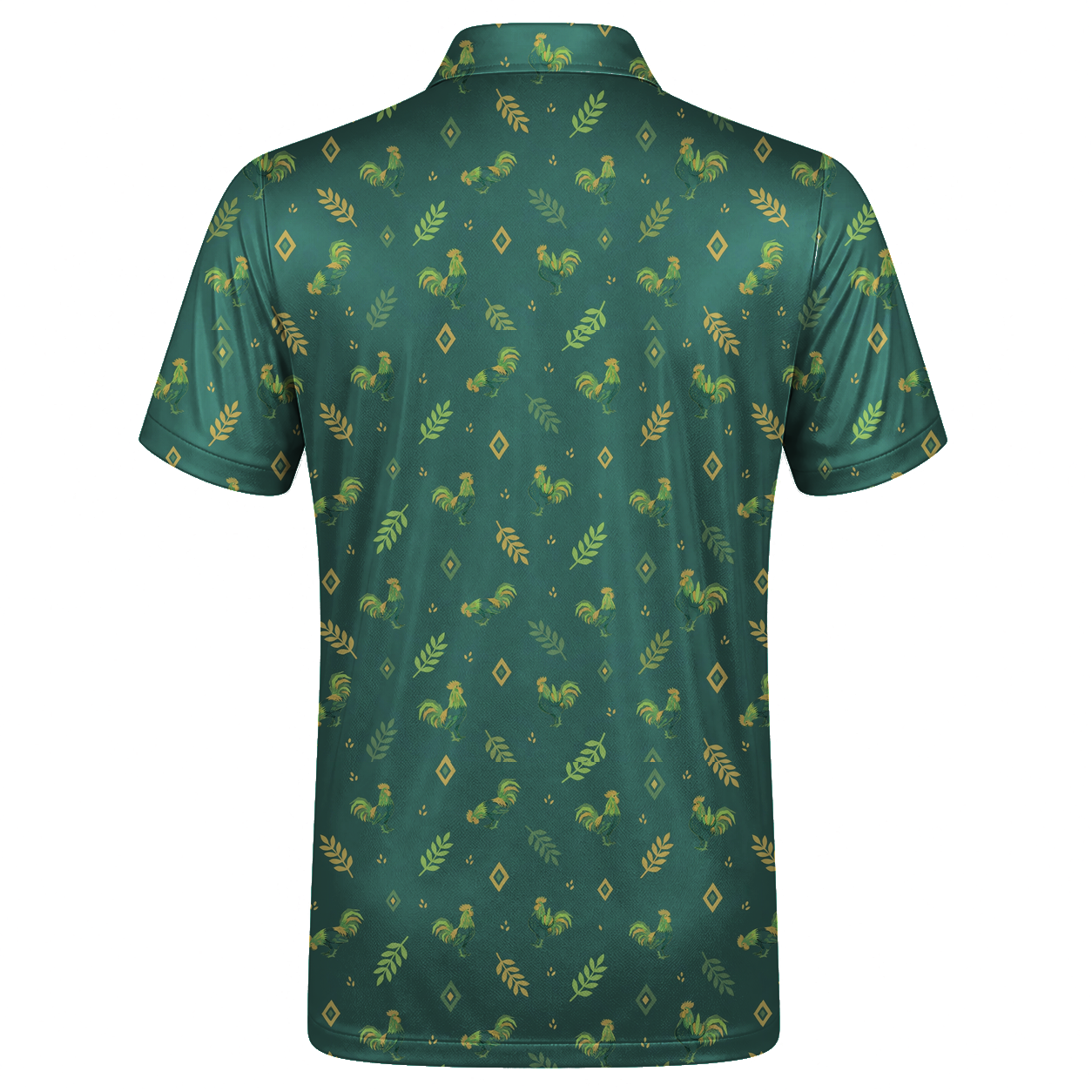 Animal Hidden 04 Rooster Folk Cut Paper Double Take Golf Polo… 01 – flat back