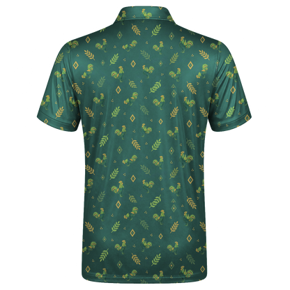 Animal Hidden 04 Rooster Folk Cut Paper Double Take Golf Polo… 01 – flat back