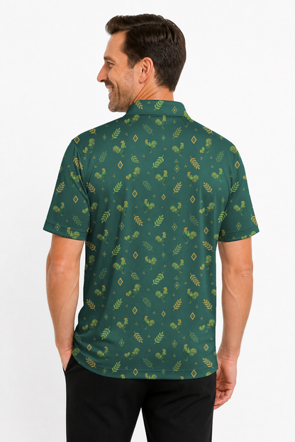 Animal Hidden 04 Rooster Folk Cut Paper Double Take Golf Polo… 01 – male back