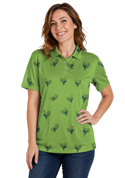 Animal Hidden 04 Rooster Folk Cut Paper Double Take Golf Polo… 02 – female front
