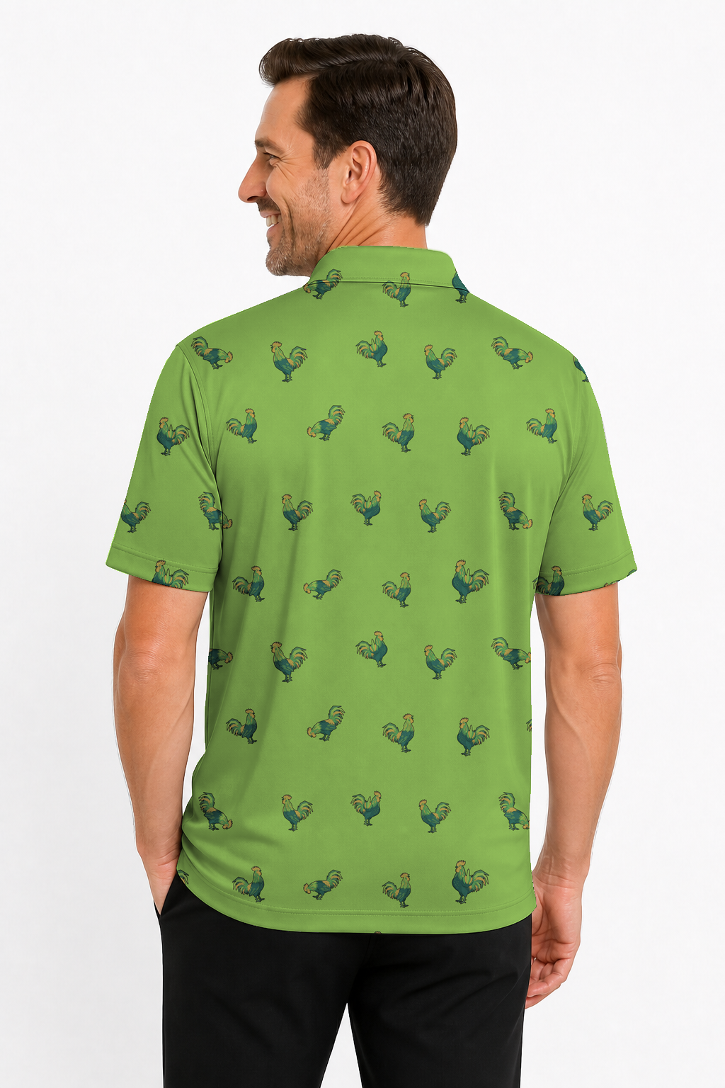 Animal Hidden 04 Rooster Folk Cut Paper Double Take Golf Polo… 02 – male back