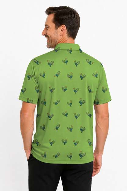Animal Hidden 04 Rooster Folk Cut Paper Double Take Golf Polo… 02 – male back