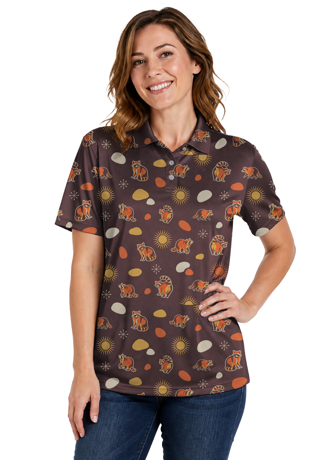 Animal Hidden 06 Raccoon Mid Century Desert Double Take Golf… 01 – female front