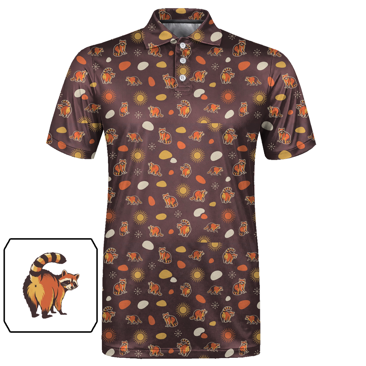 Animal Hidden 06 Raccoon Mid Century Desert Double Take Golf… 01 – flat front