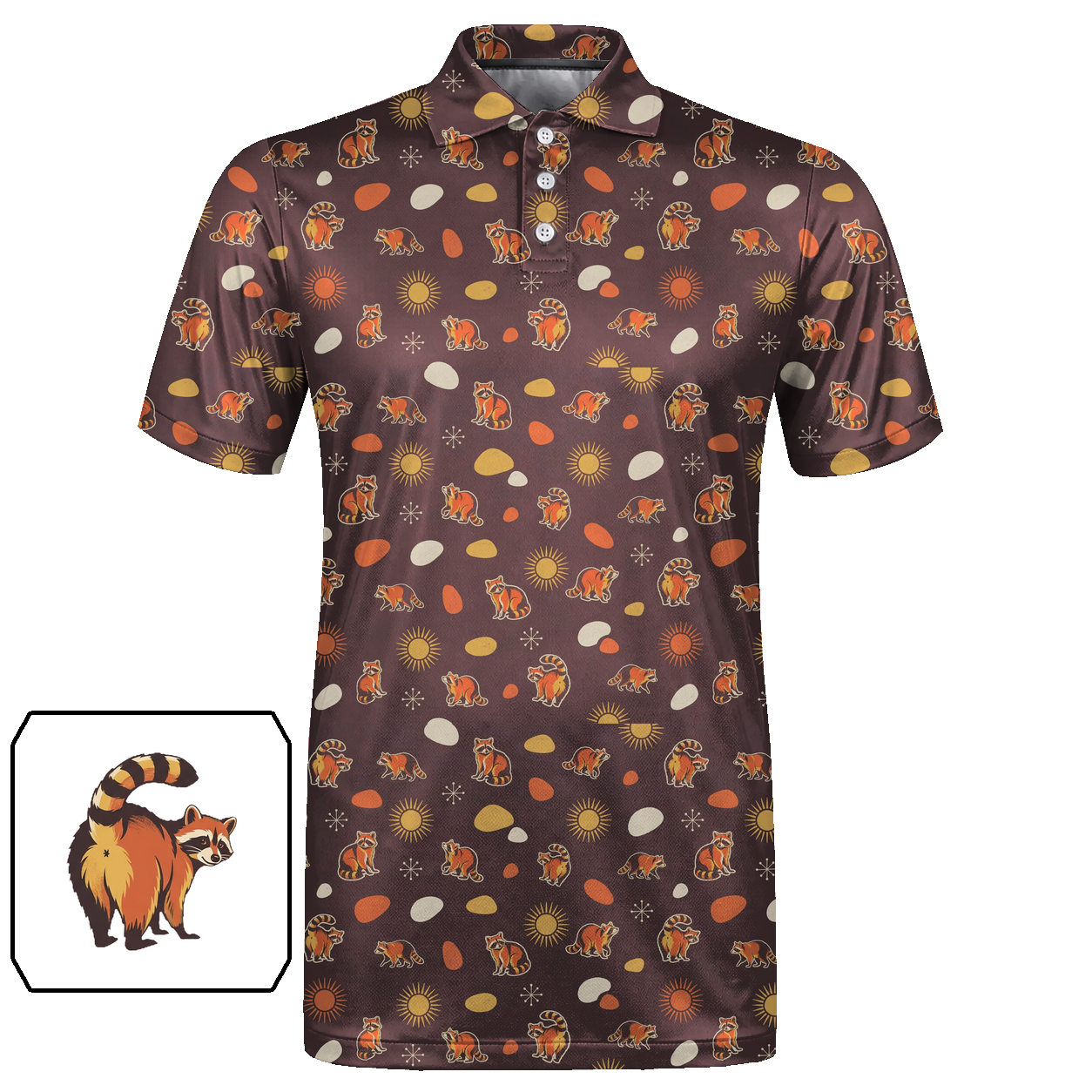 Animal Hidden 06 Raccoon Mid Century Desert Double Take Golf… 01 – flat front