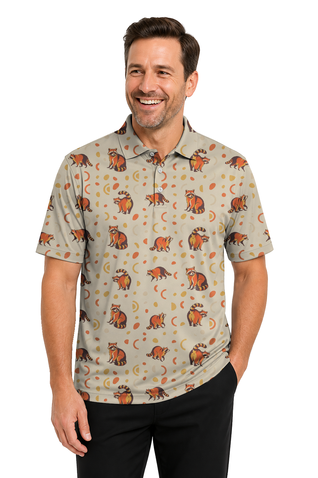 Animal Hidden 06 Raccoon Mid Century Desert Double Take Golf… 02 – male front