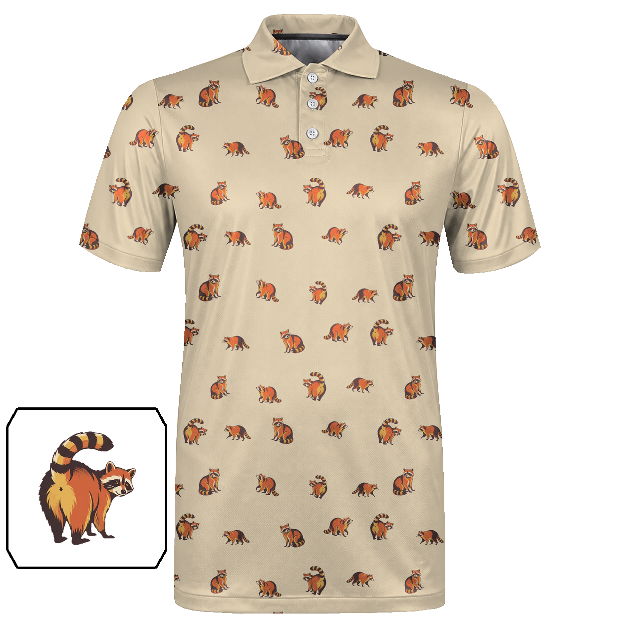 Animal Hidden 06 Raccoon Mid Century Desert Double Take Golf… 03 – flat front