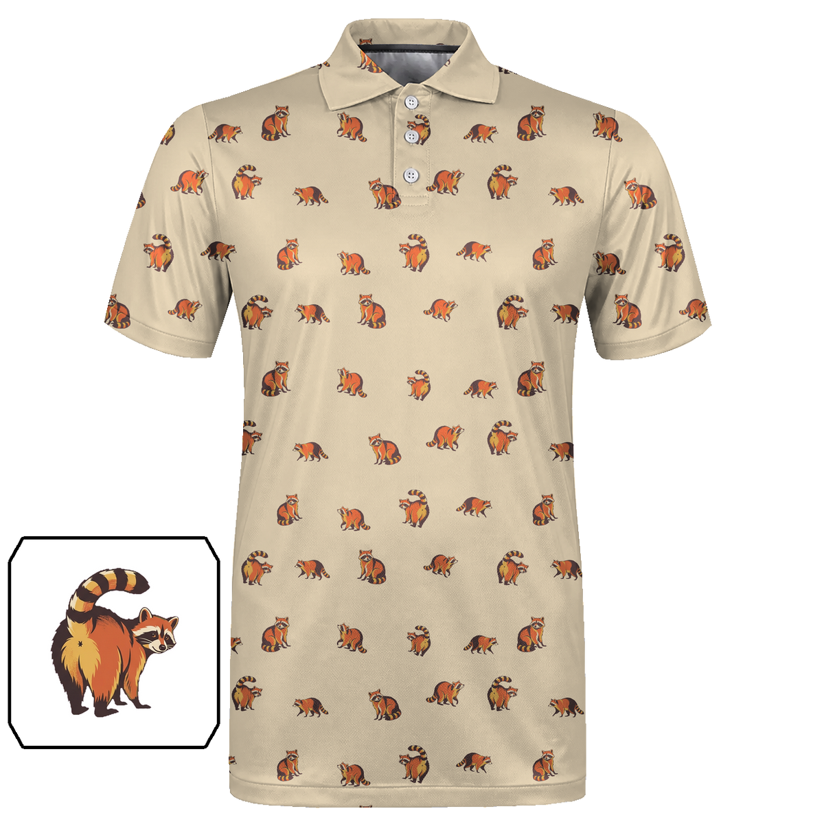 Animal Hidden 06 Raccoon Mid Century Desert Double Take Golf… 03 – flat front