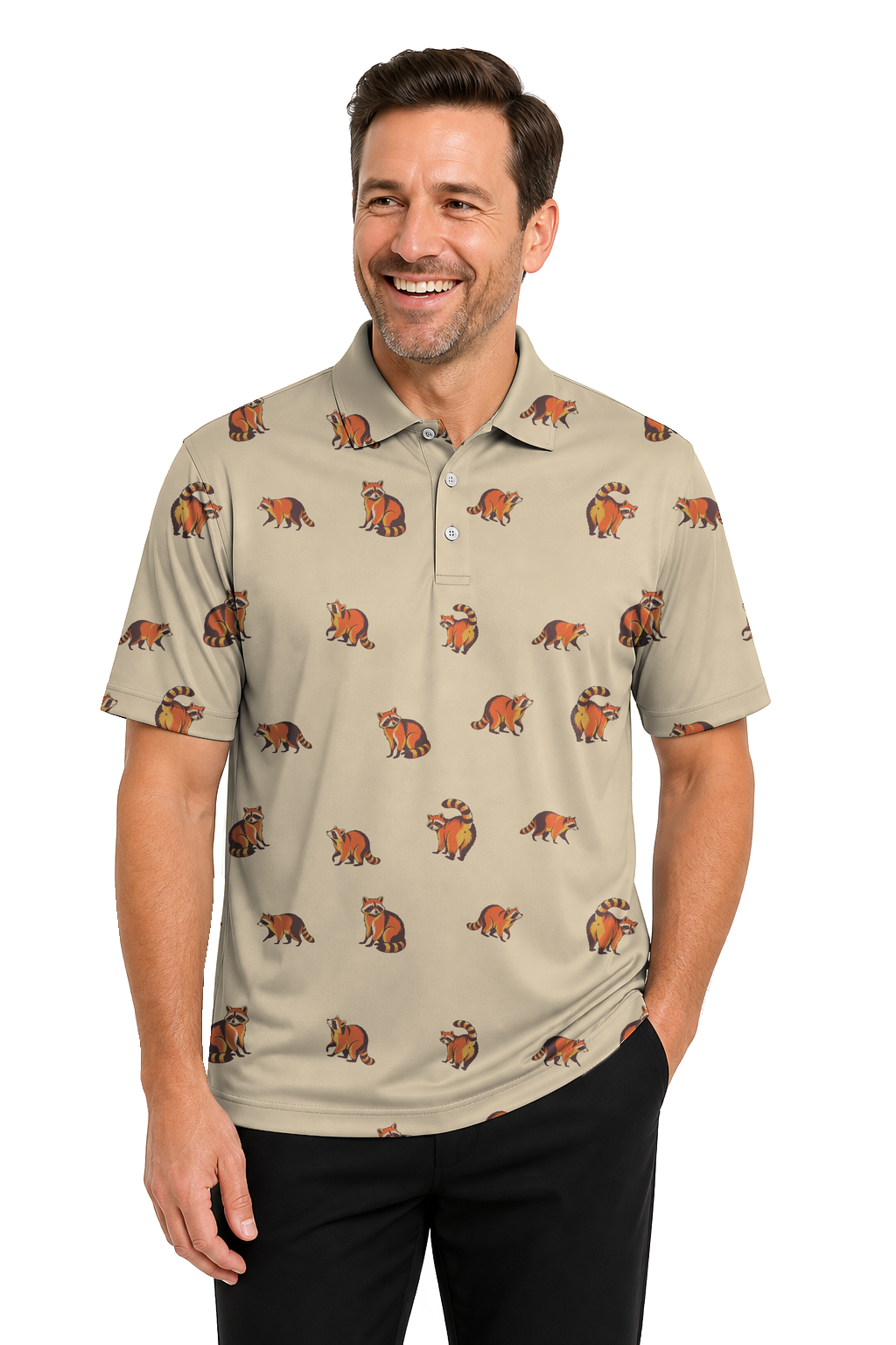 Animal Hidden 06 Raccoon Mid Century Desert Double Take Golf… 03 – male front