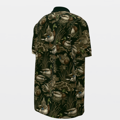 Mallard Marsh Camo Golf Polo Shirt – Back Right product view