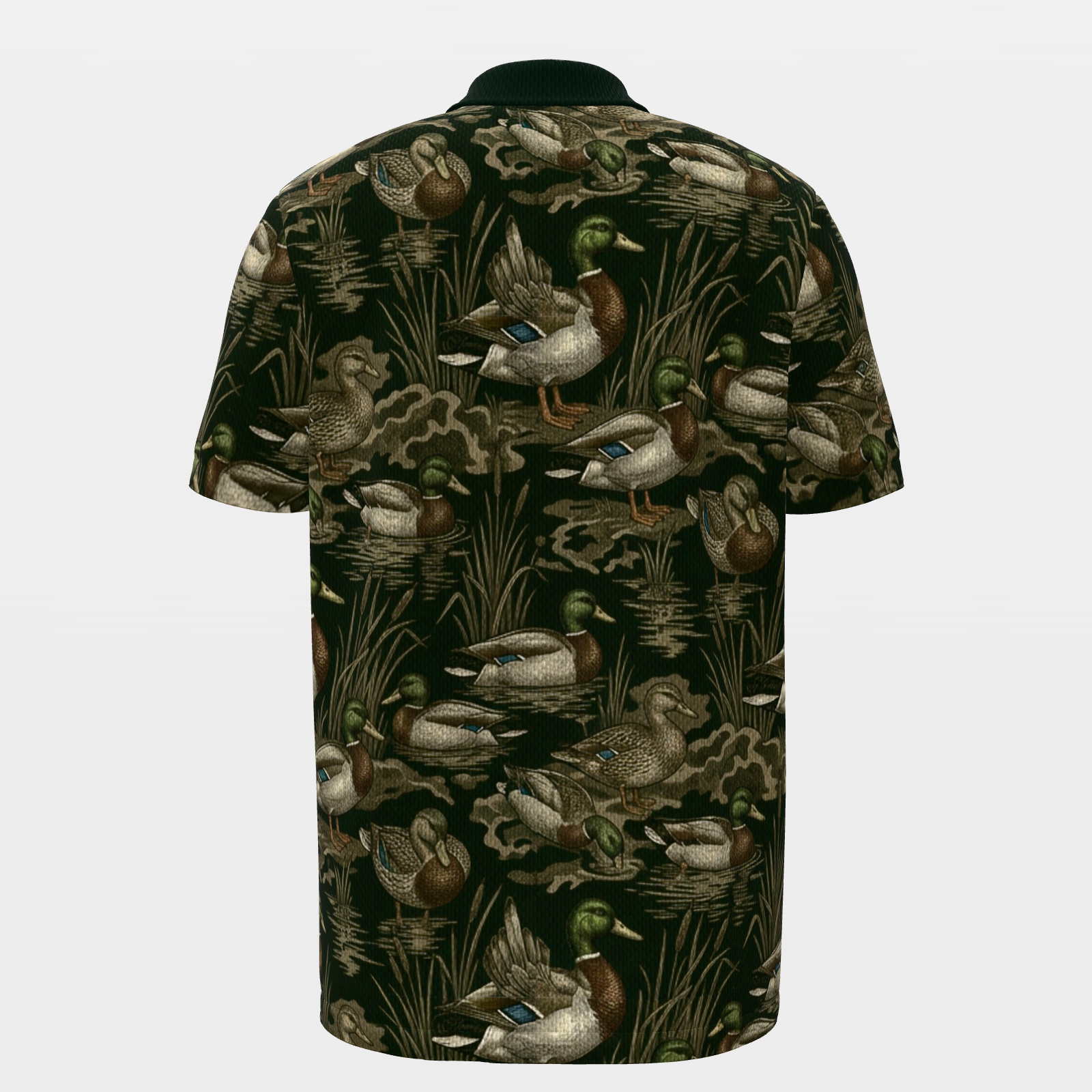 Mallard Marsh Camo Golf Polo Shirt – Back product view