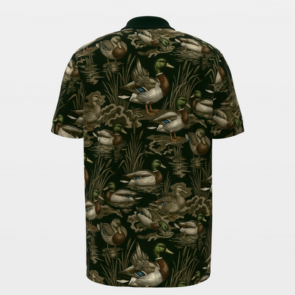 Mallard Marsh Camo Golf Polo Shirt – Back product view