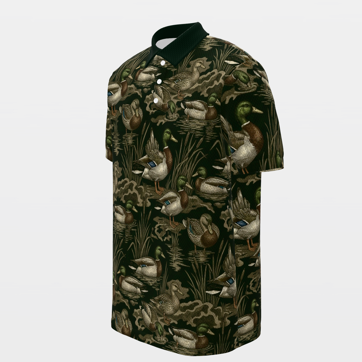 Mallard Marsh Camo Golf Polo Shirt – Front Left product view