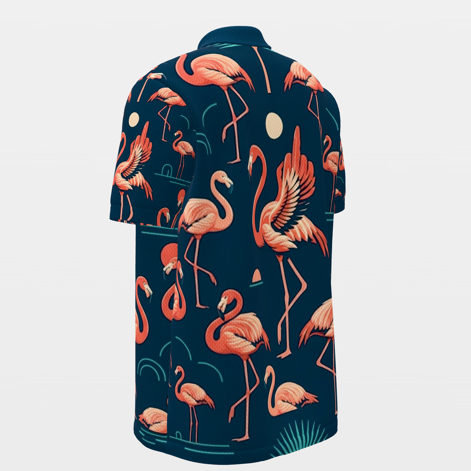 Flamingo After Dark Golf Polo Shirt – Back Left product view