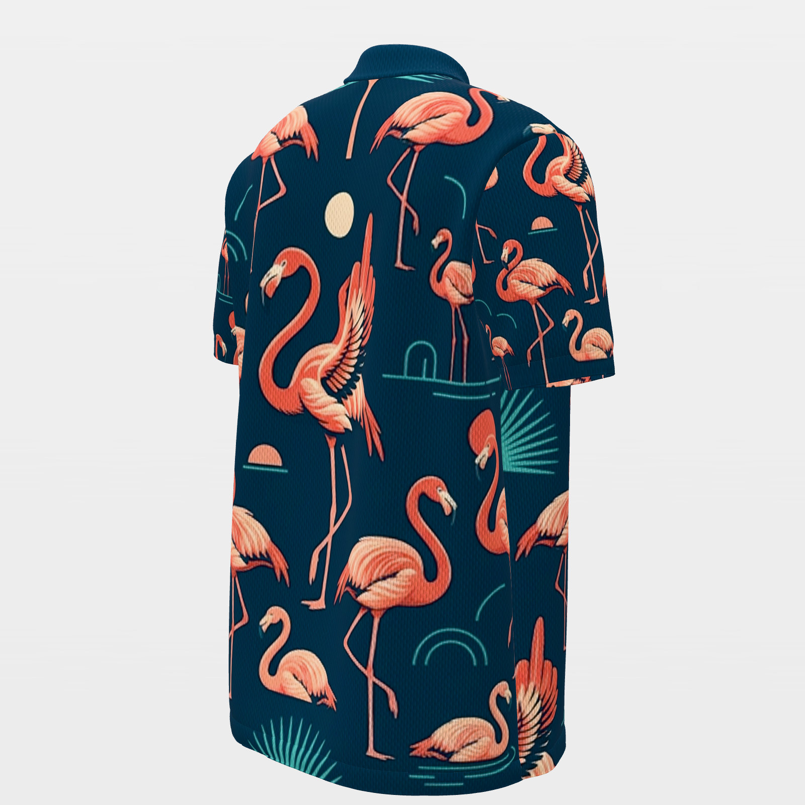 Flamingo After Dark Golf Polo Shirt – Back Right product view