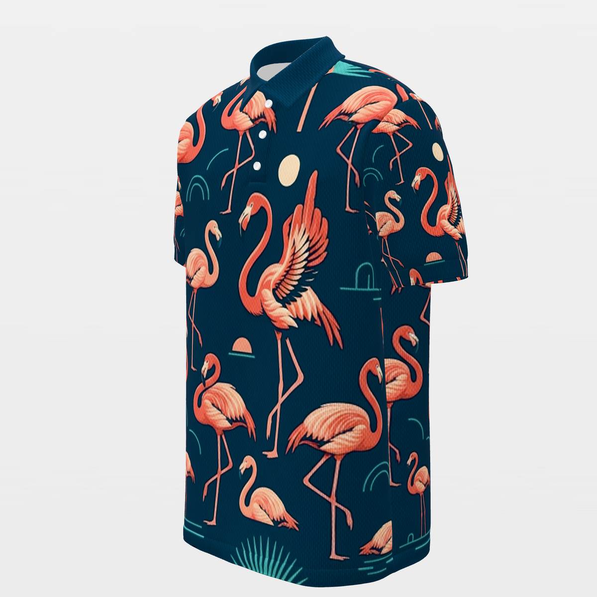 Flamingo After Dark Golf Polo Shirt – Front Left product view