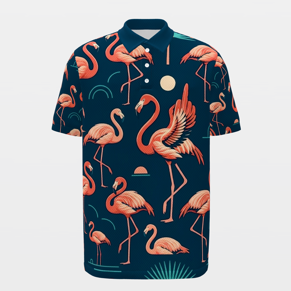Flamingo After Dark Golf Polo Shirt – Front product view