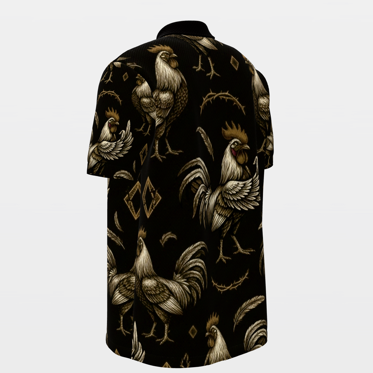 Rooster Thorn Diamond Golf Polo Shirt – Back Left product view