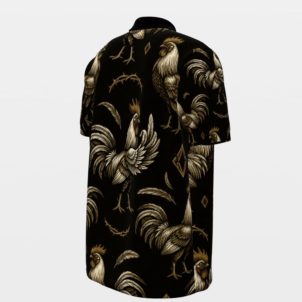 Rooster Thorn Diamond Golf Polo Shirt – Back Right product view