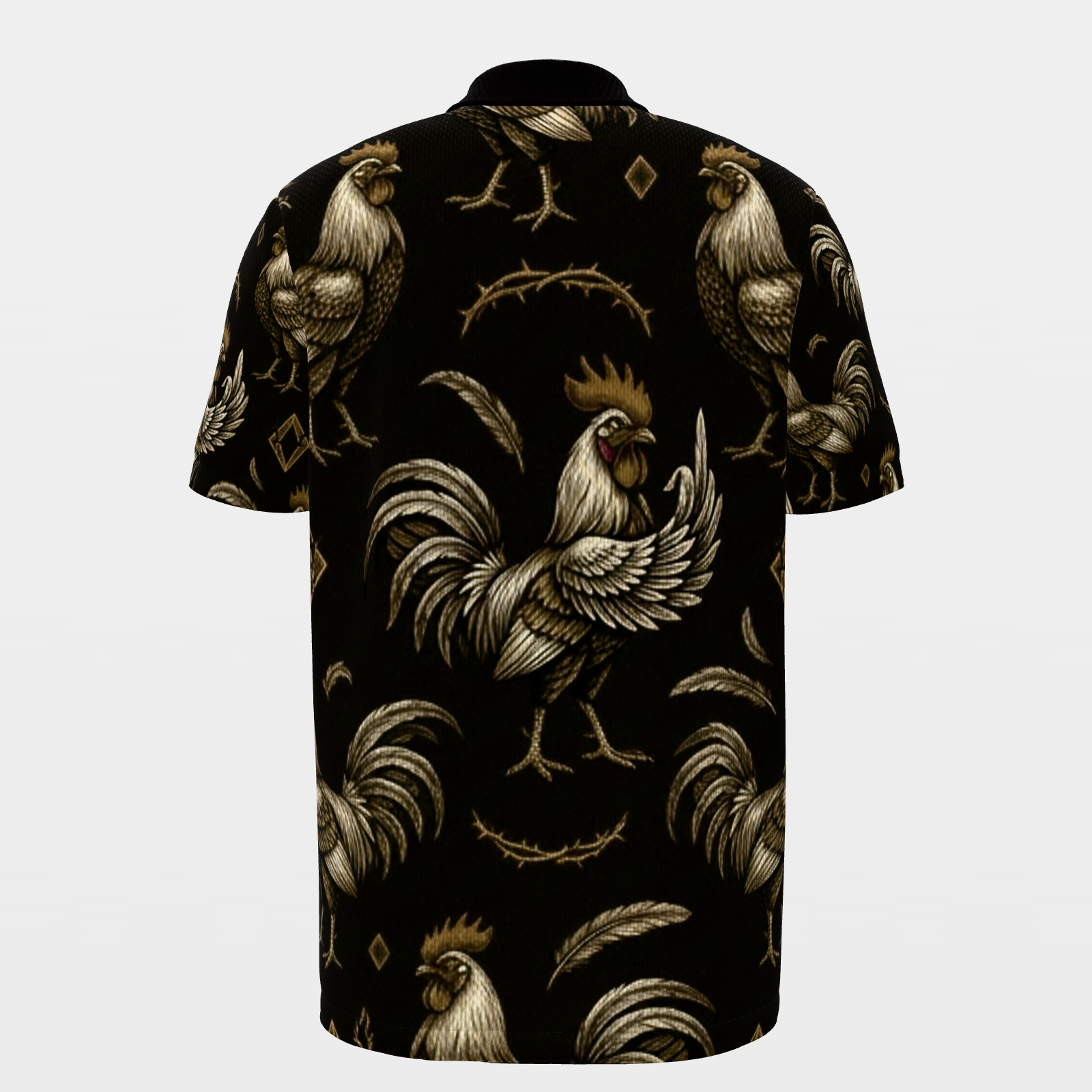 Rooster Thorn Diamond Golf Polo Shirt – Back product view