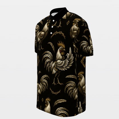 Rooster Thorn Diamond Golf Polo Shirt – Front Left product view