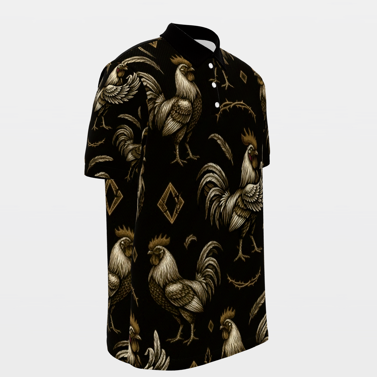 Rooster Thorn Diamond Golf Polo Shirt – Front Right product view