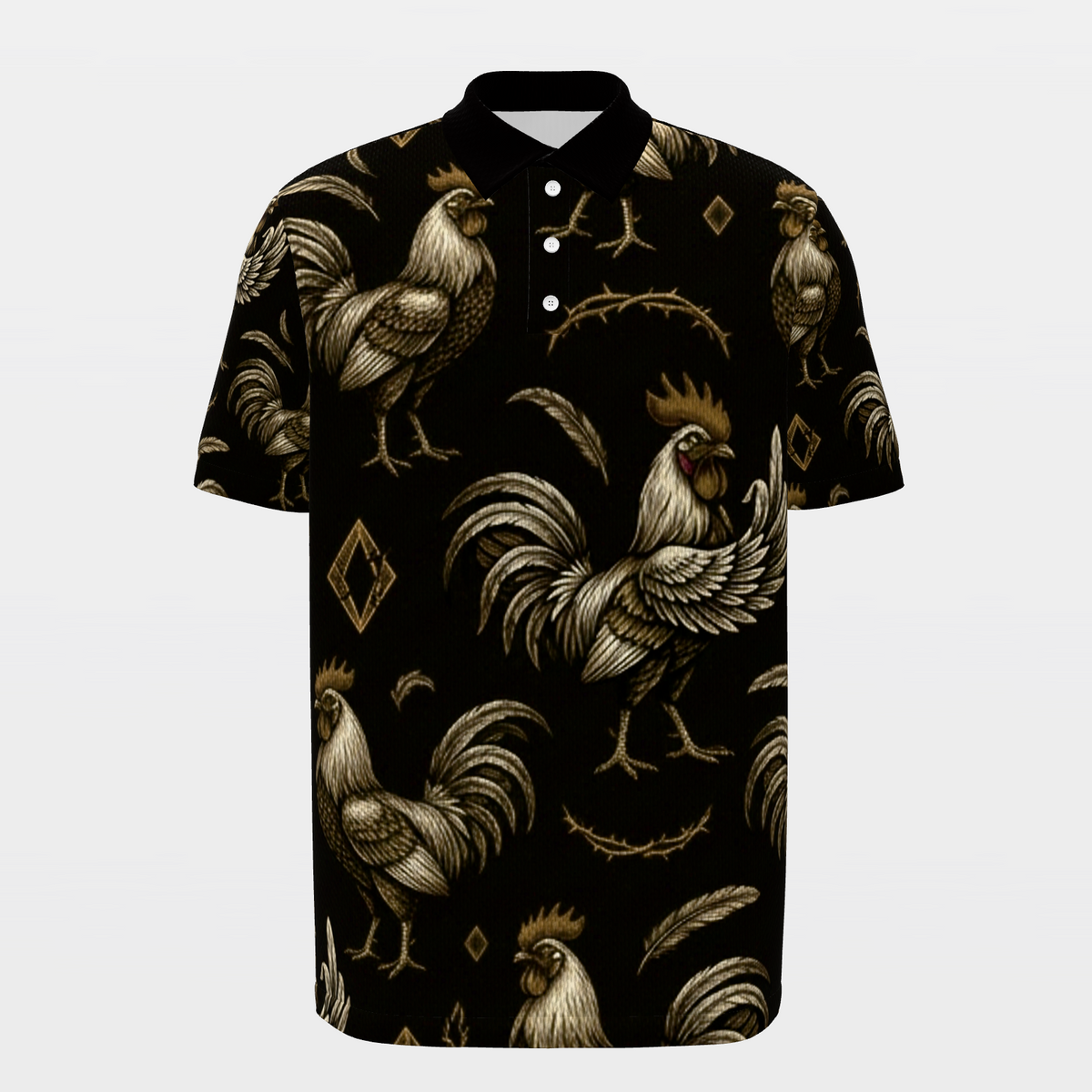 Rooster Thorn Diamond Golf Polo Shirt – Front product view