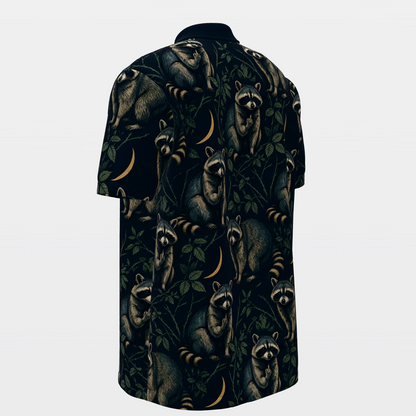 Midnight Raccoon Bramble Golf Polo Shirt – Back Left product view