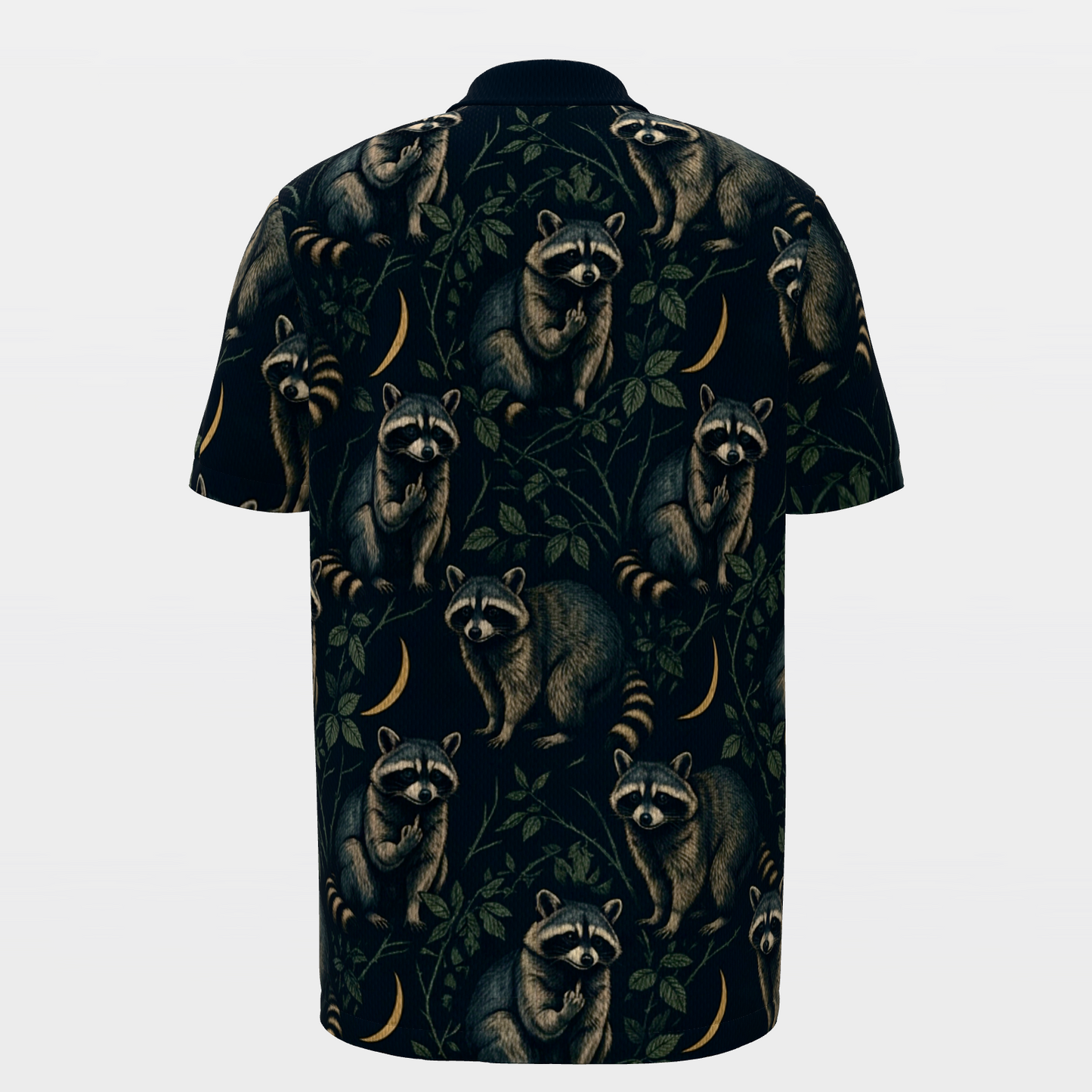 Midnight Raccoon Bramble Golf Polo Shirt – Back product view