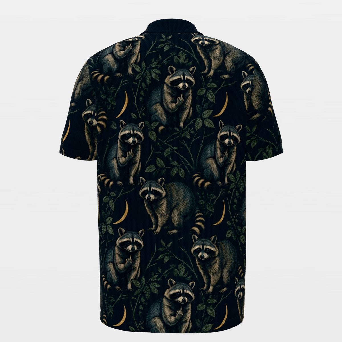 Midnight Raccoon Bramble Golf Polo Shirt – Back product view