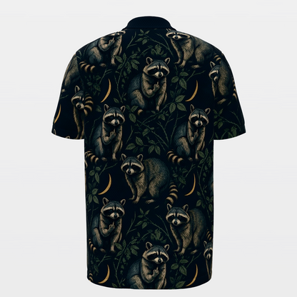 Midnight Raccoon Bramble Golf Polo Shirt – Back product view