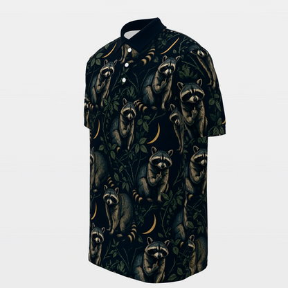 Midnight Raccoon Bramble Golf Polo Shirt – Front Left product view