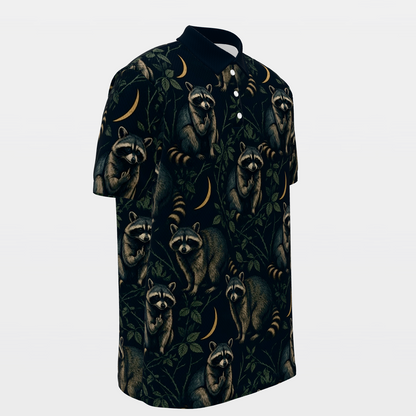 Midnight Raccoon Bramble Golf Polo Shirt – Front Right product view