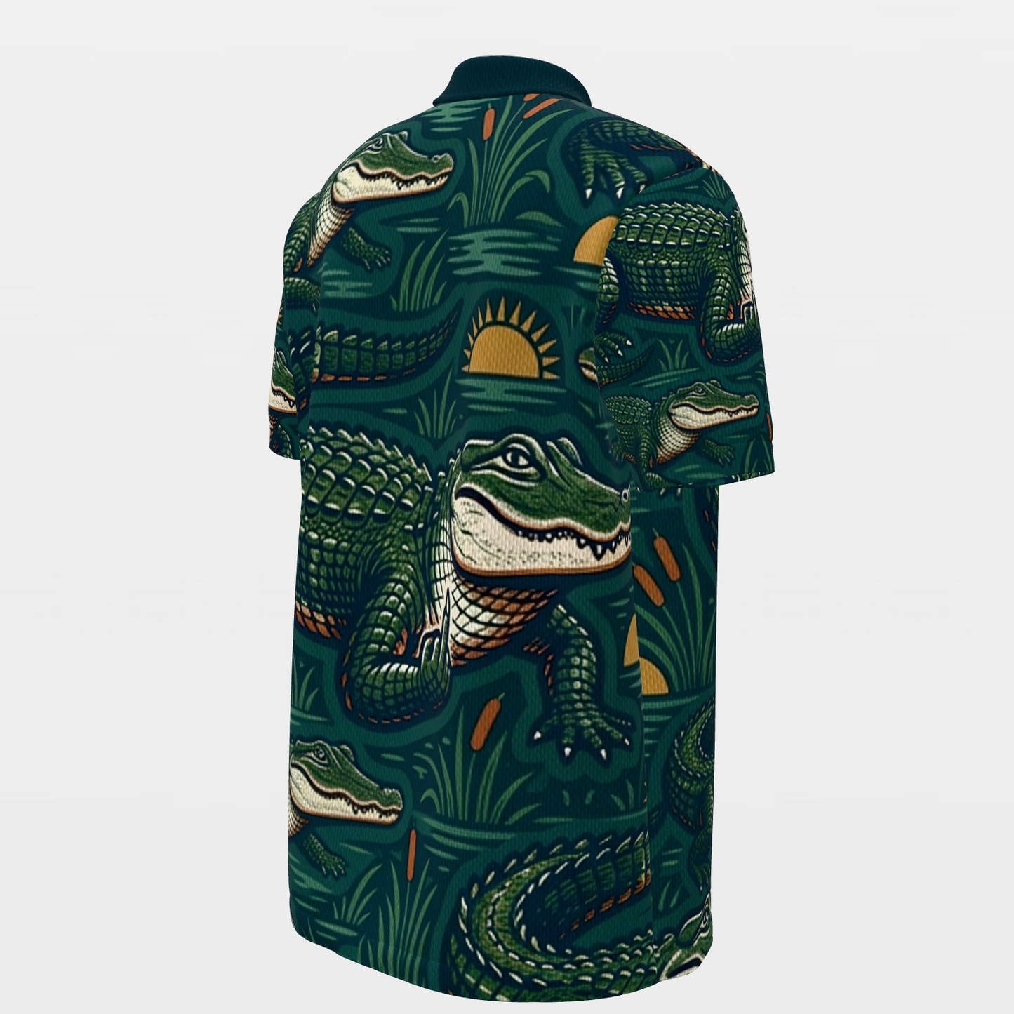 Alligator Swamp Deco Golf Polo Shirt – Back Right product view