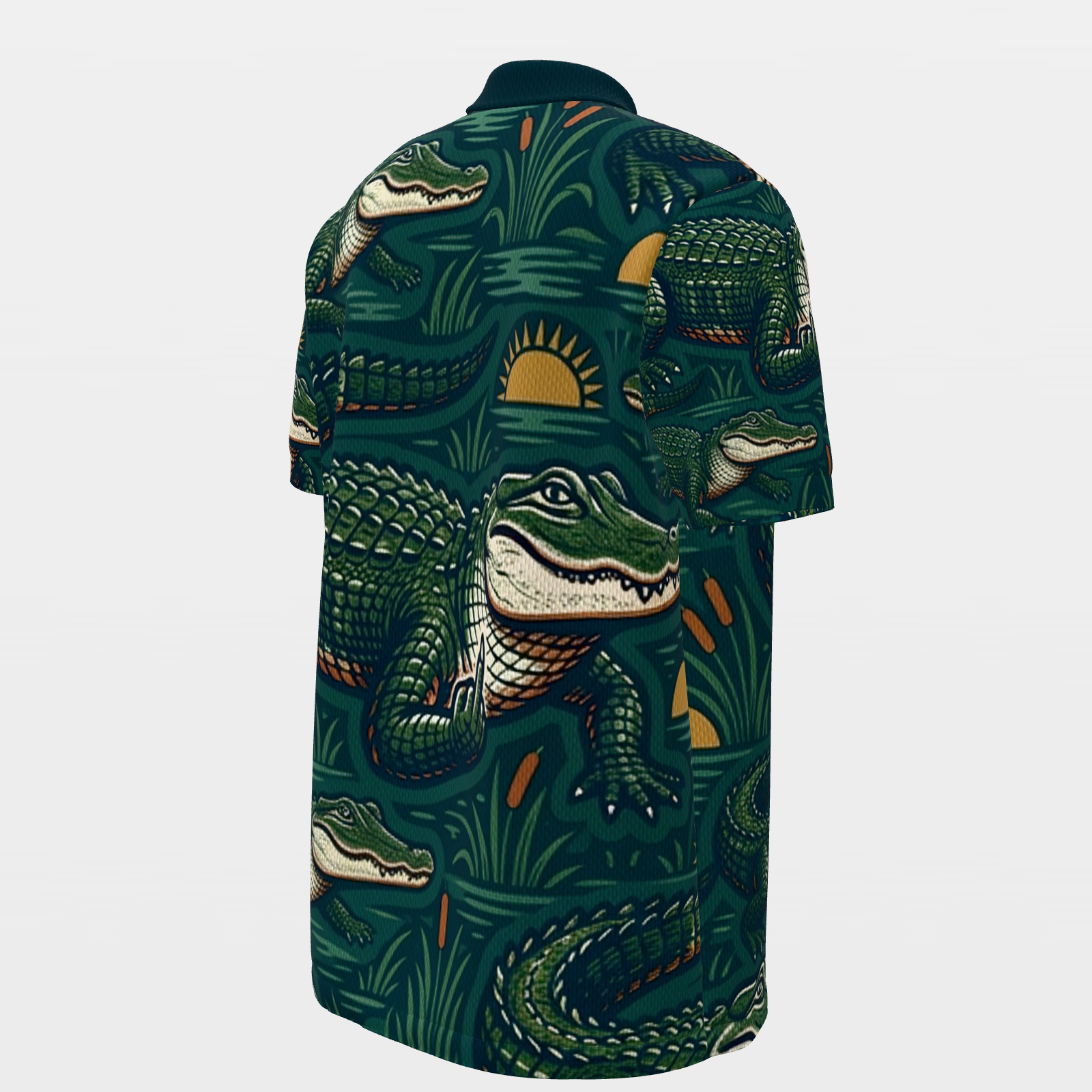Alligator Swamp Deco Golf Polo Shirt – Back Right product view